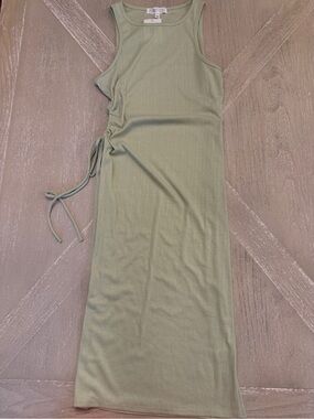Planet Gold Ribbed Tank Top Dress in Sage Green
